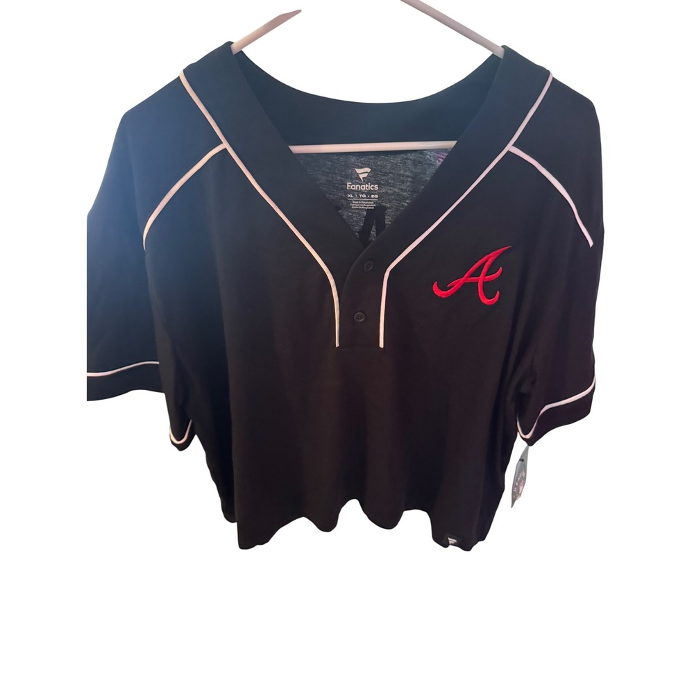 Fanatics Atlanta Braves MLB Cropped Jersey Top Black Red XL NWT